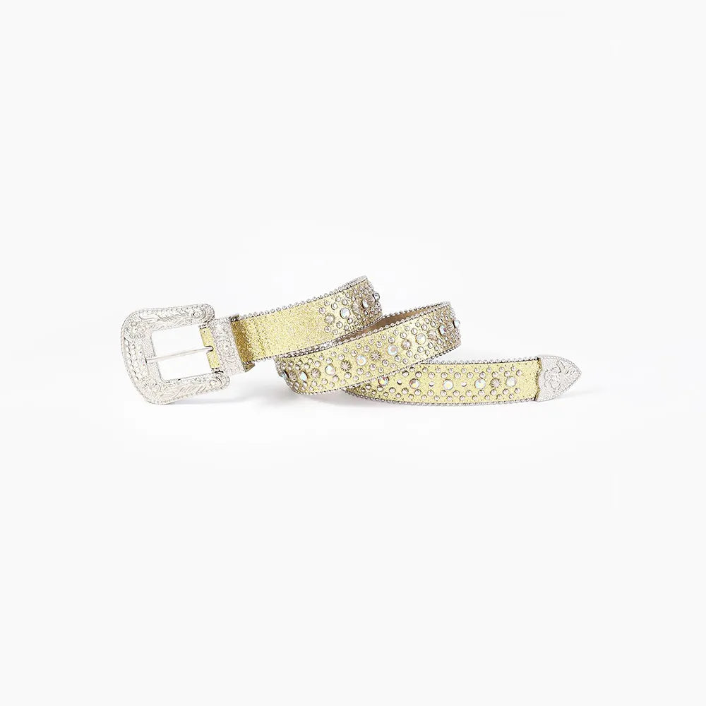 Rhinestone PU Leather Belt - LODIMAE FASHION