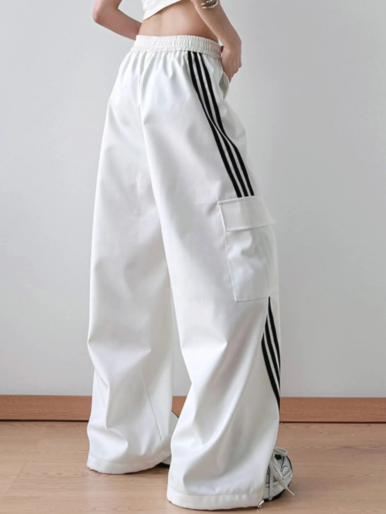 Striped Wide Leg Cargo Pants - LODIMAE FASHION