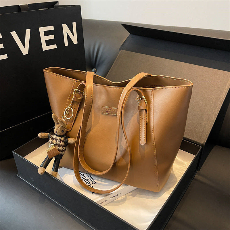 Extra Large Leather Laptop Tote Bag - Everyday Shoulder Bag with Zipper - LODIMAE FASHION