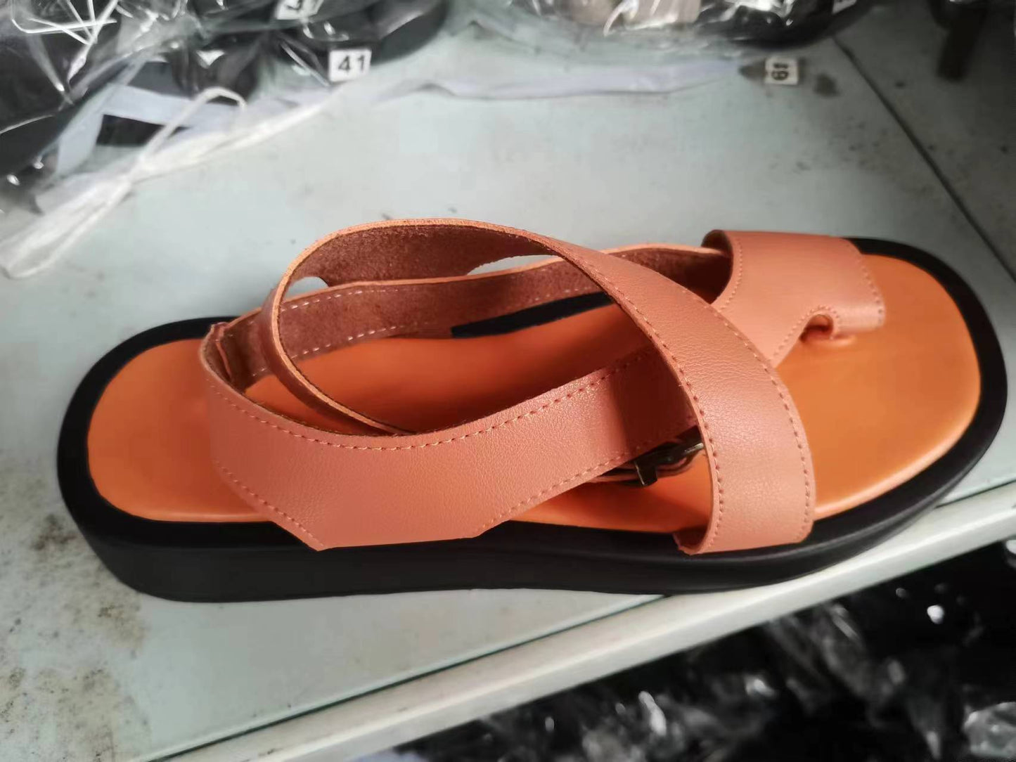 Women's sandals, size 24, polyurethane thick-soled casual style, worn outside with toe loops and les - LODIMAE FASHION
