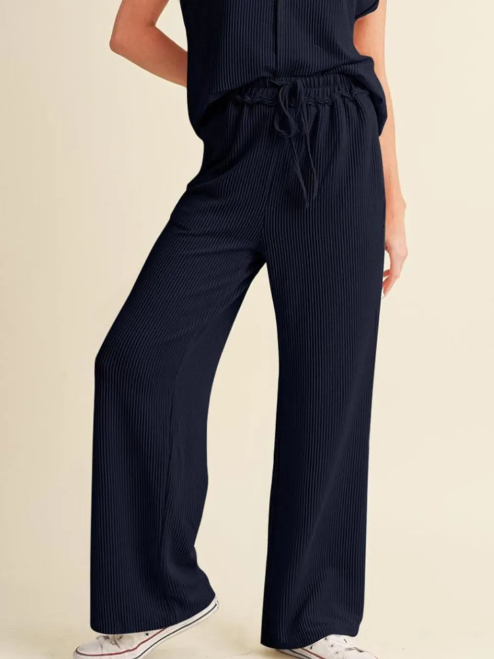 Ribbed Exposed Seam Top and Pants Set - LODIMAE FASHION