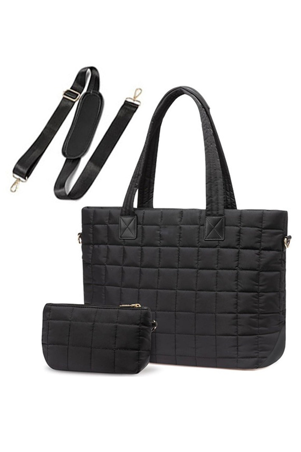 Large Quilted Ladies Laptop Tote Bag and Clutch 2pcs Set - Grace Beauty H&C - LODIMAE FASHION