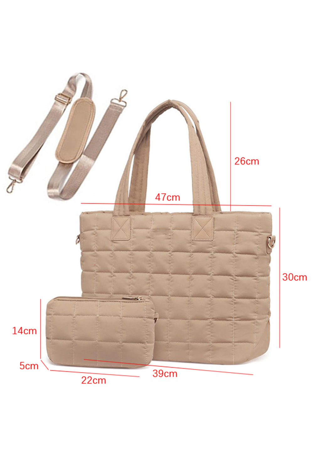 Large Quilted Ladies Laptop Tote Bag and Clutch 2pcs Set - Grace Beauty H&C - LODIMAE FASHION