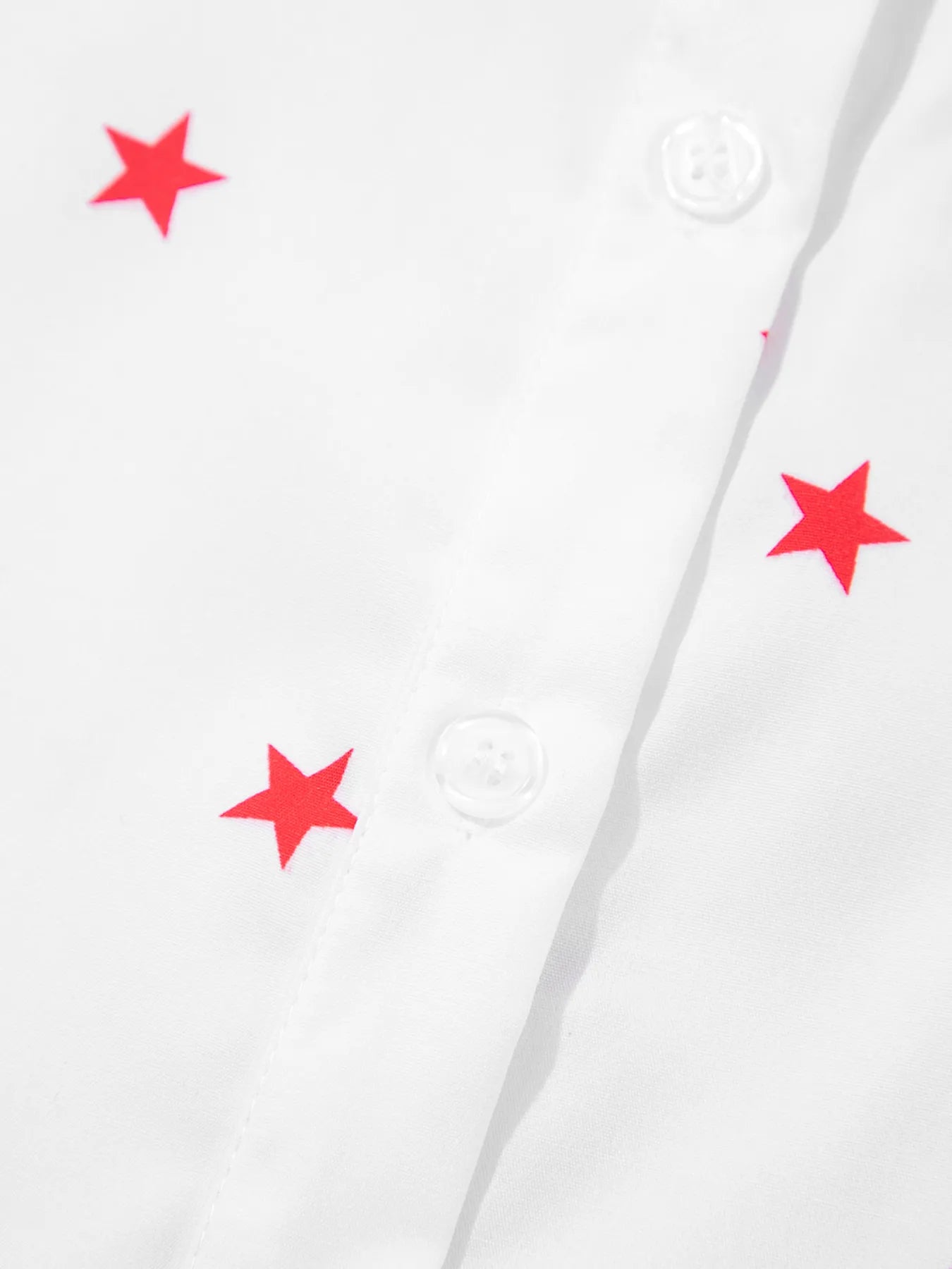 Star Print Puff Sleeve Button-Up Shirt - LODIMAE FASHION