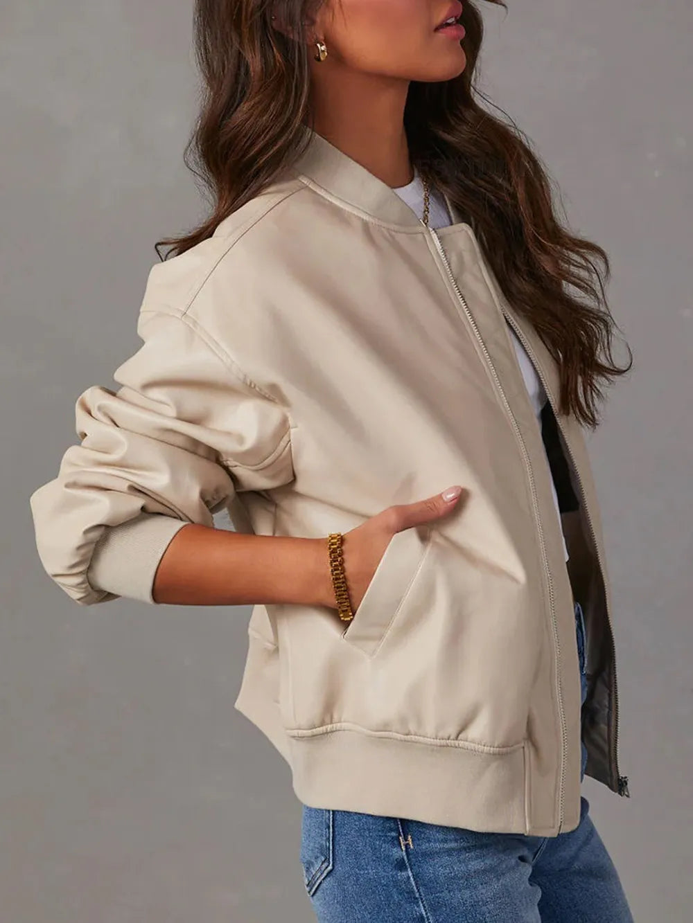 Zip Up Long Sleeve Jacket - LODIMAE FASHION