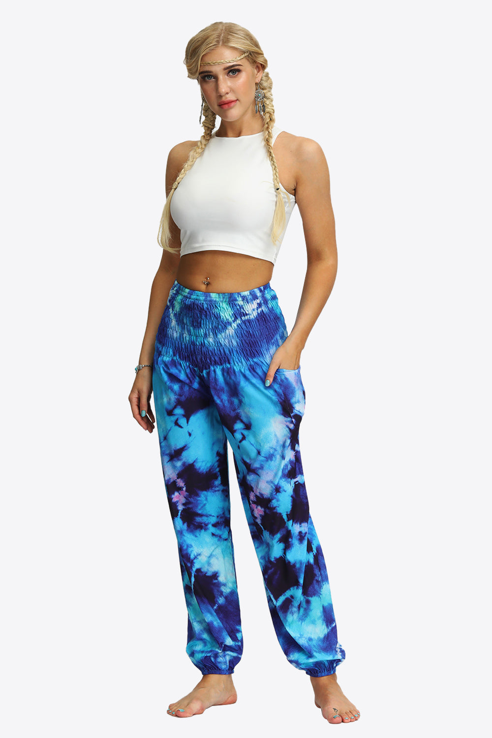 Tie-Dye Smocked Joggers - LODIMAE FASHION