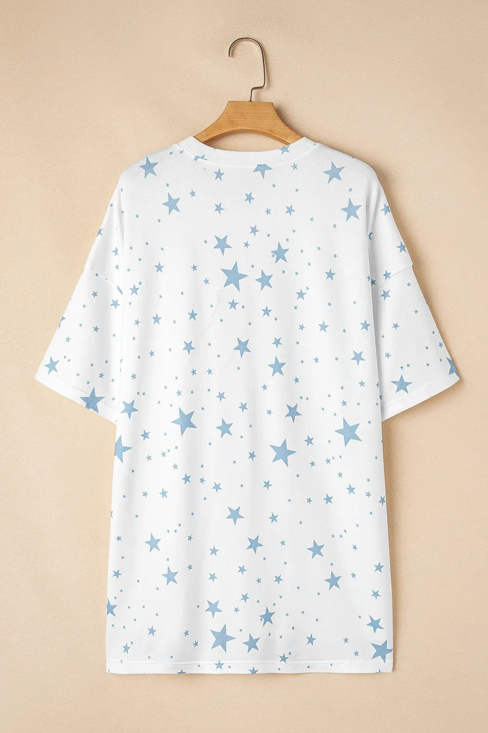 Stars Print Drop Shoulder Oversized T Shirt with Slits - LODIMAE FASHION 