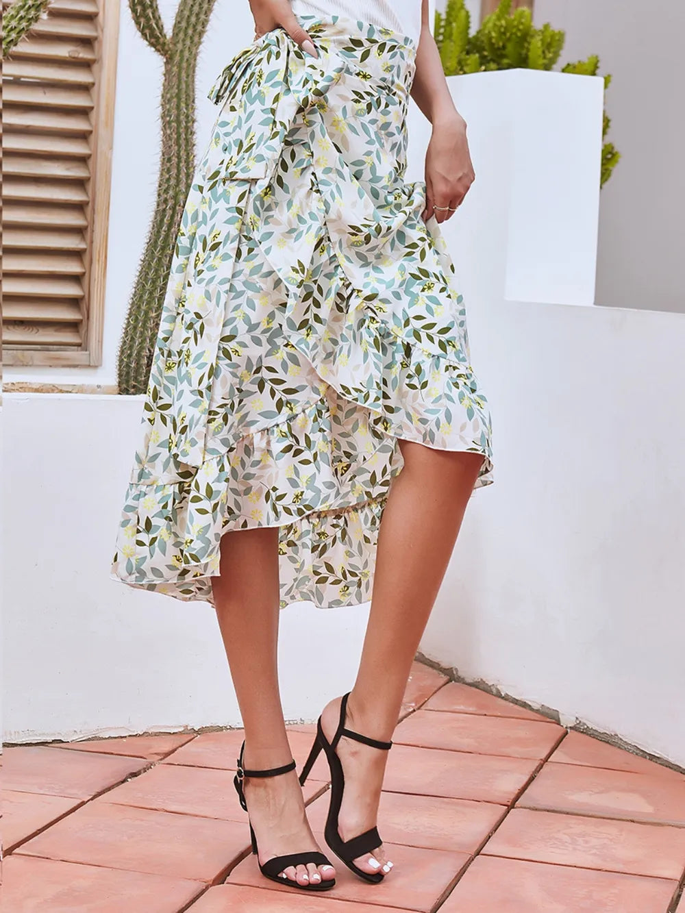 Printed Ruffled Midi Skirt - LODIMAE FASHION 