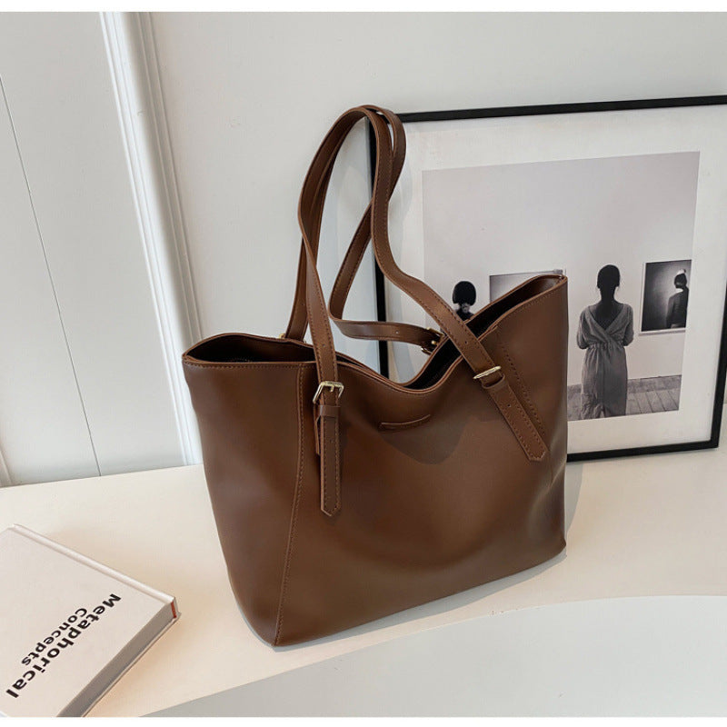 Extra Large Leather Laptop Tote Bag - Everyday Shoulder Bag with Zipper - LODIMAE FASHION 