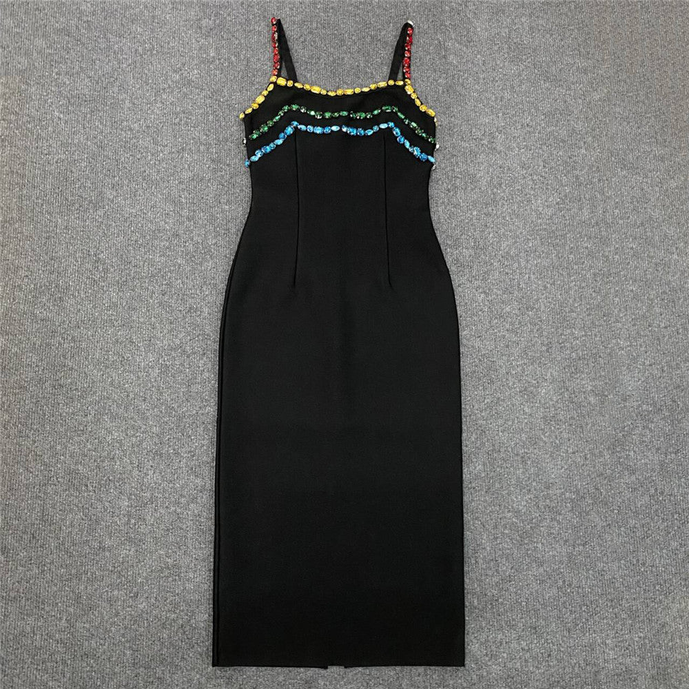 Rhinestone Sling Temperament Party Dress - LODIMAE FASHION 