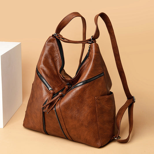 Soft Leather Versatile Leisure Shoulder Bag Multifunctional Backpack - LODIMAE FASHION 