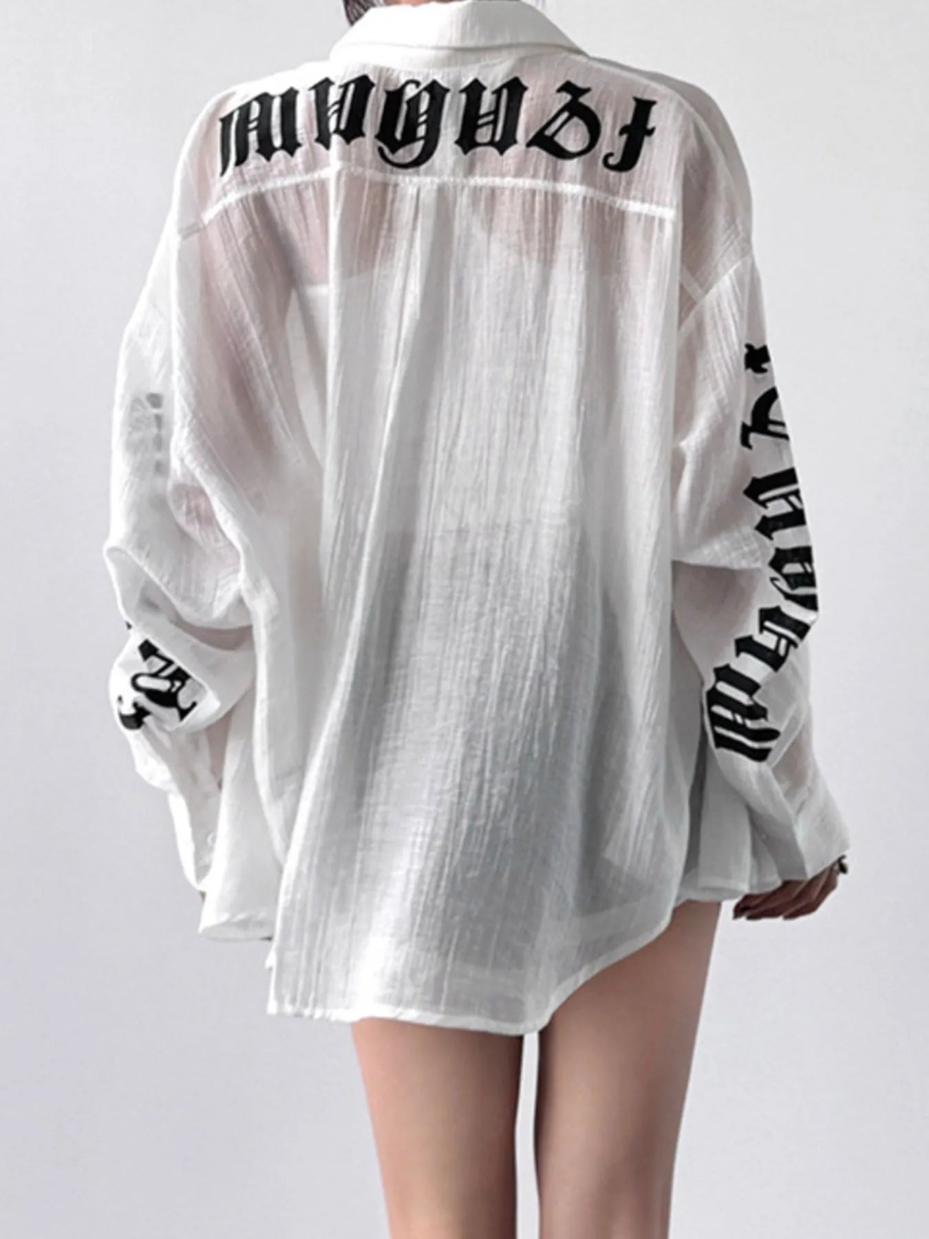 Button-Up Long Sleeve Oversized Shirt - LODIMAE FASHION 