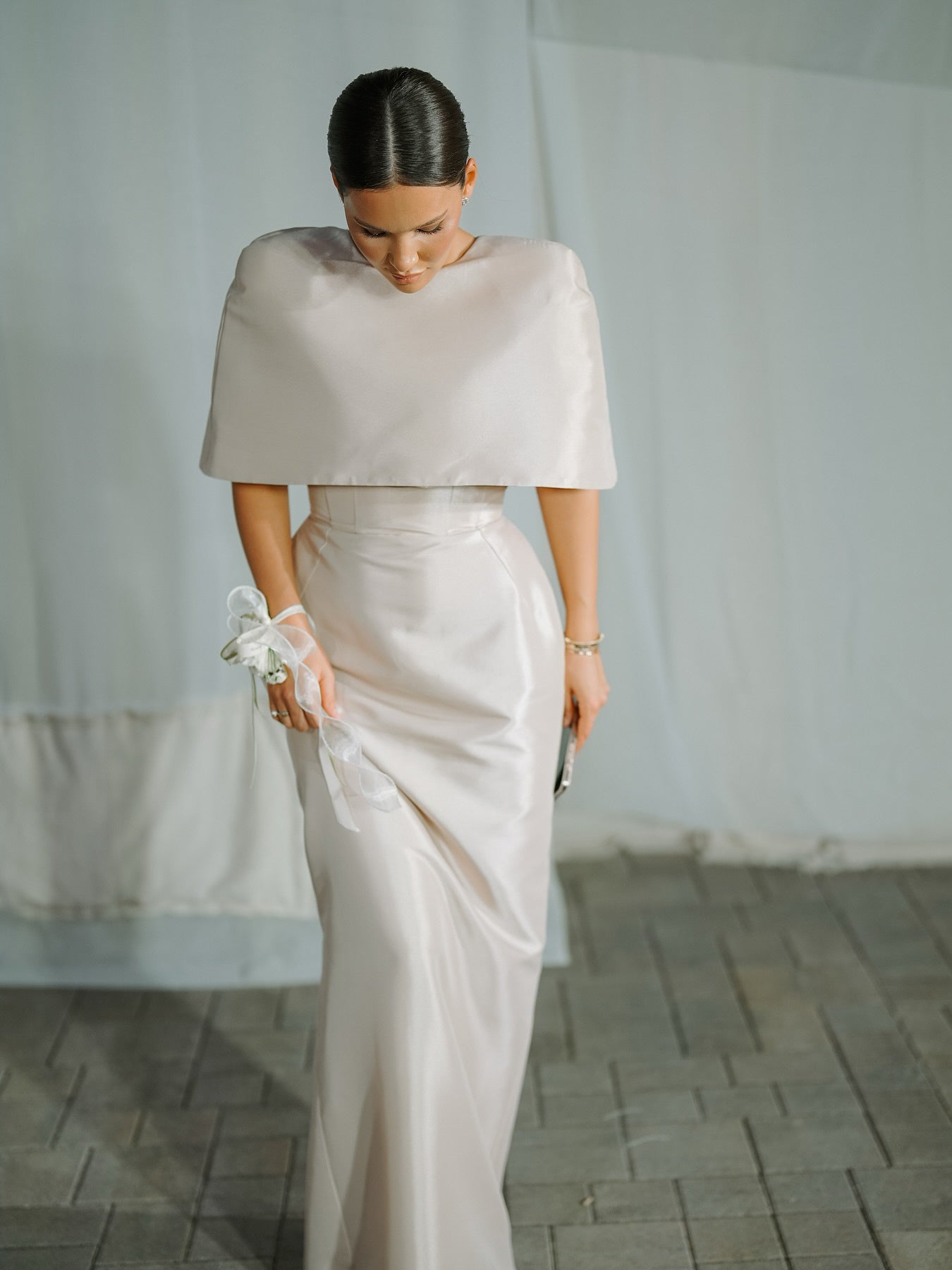 Satin Cape-style Top &Fitted Maxi Dress Set - LODIMAE FASHION 