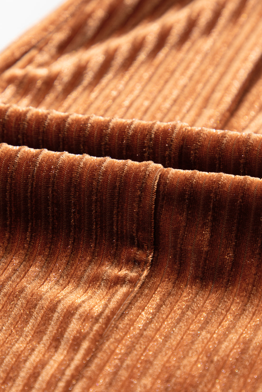 Chestnut Solid Color High Waist Corduroy Flare Pants - LODIMAE FASHION 