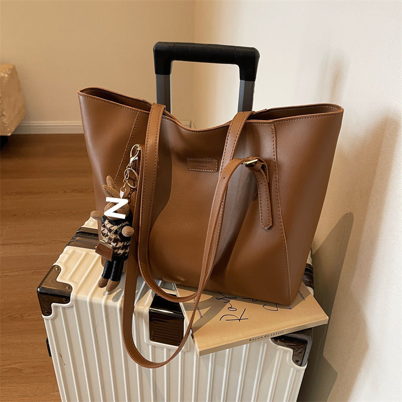 Extra Large Leather Laptop Tote Bag - Everyday Shoulder Bag with Zipper - LODIMAE FASHION 