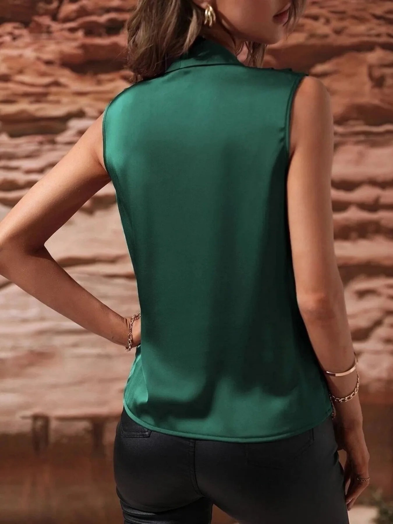 Sleeveless Wrap Draped  Blouse - LODIMAE FASHION 