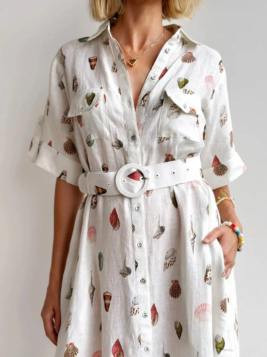 Printed Button Up Maxi Shirt Dress - LODIMAE FASHION 
