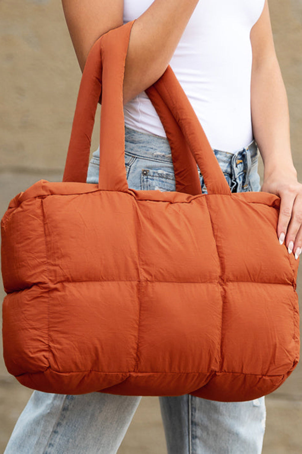 Large Quilted Puffer Tote Bag for Ladies - Everyday Tote Bag With Zipper - LODIMAE FASHION 