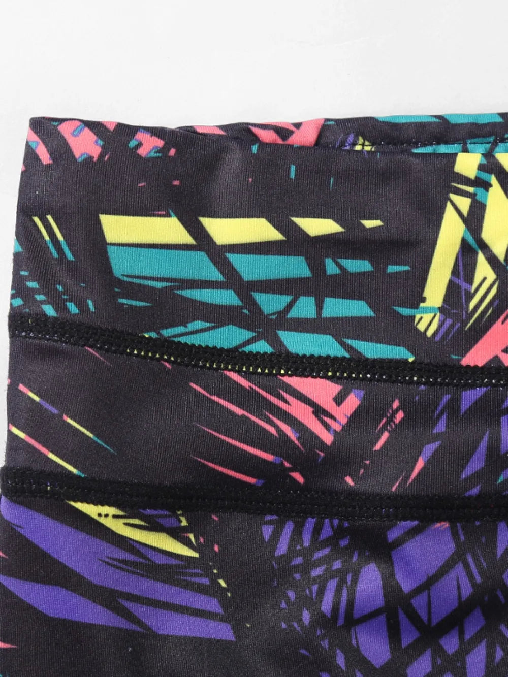 Printed Wide Waistband Active Leggings with Stirrups - LODIMAE FASHION 