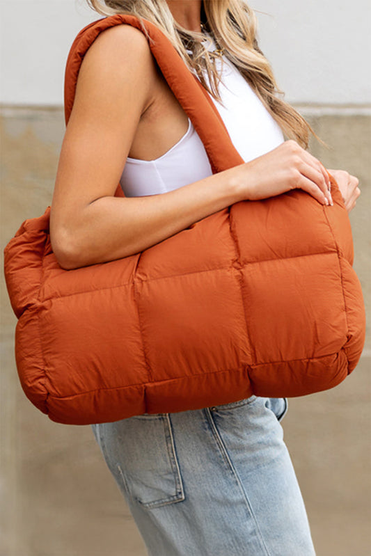 Large Quilted Puffer Tote Bag for Ladies - Everyday Tote Bag With Zipper - LODIMAE FASHION 