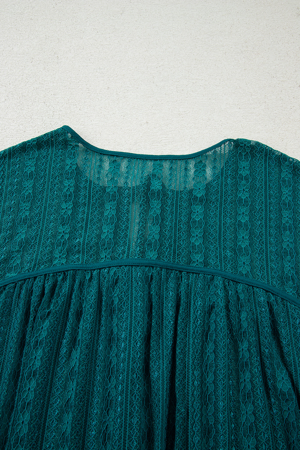 Evergreen Sheer Lace Balloon Sleeve Babydoll Blouse - LODIMAE FASHION 