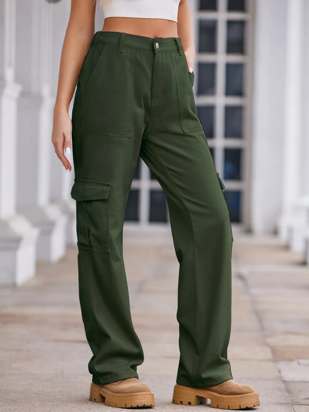 Straight Denim Cargo Pants - LODIMAE FASHION 