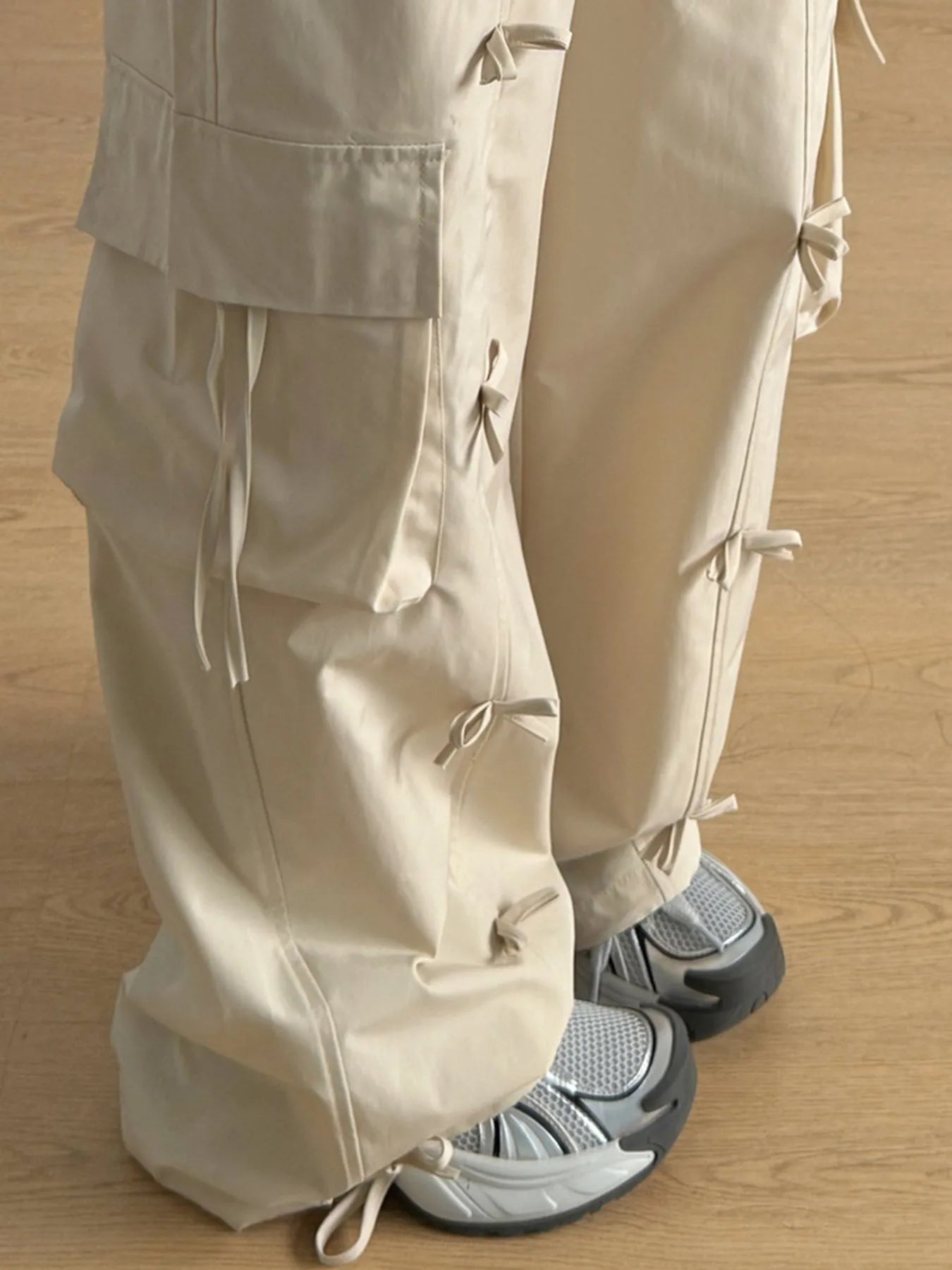 Bow Elastic Waist Cargo Pants - LODIMAE FASHION 
