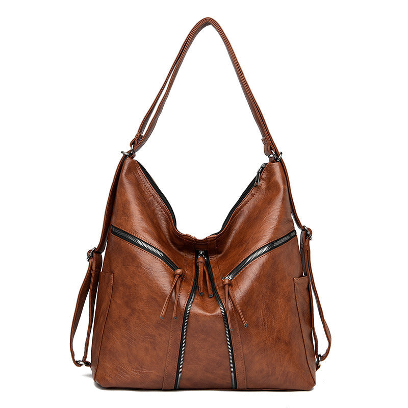 Soft Leather Versatile Leisure Shoulder Bag Multifunctional Backpack - LODIMAE FASHION 