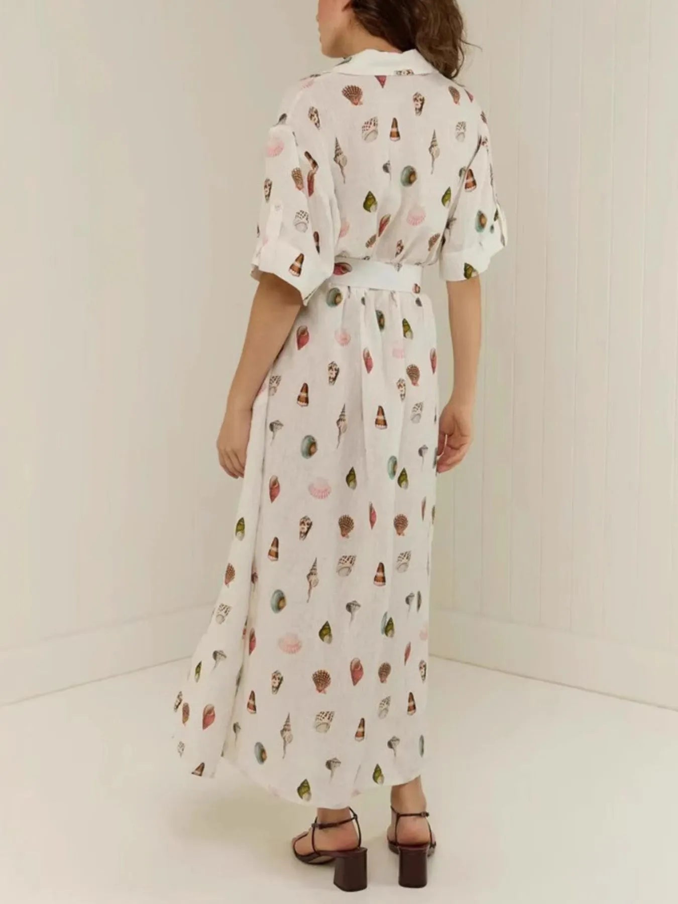 Printed Button Up Maxi Shirt Dress - LODIMAE FASHION 