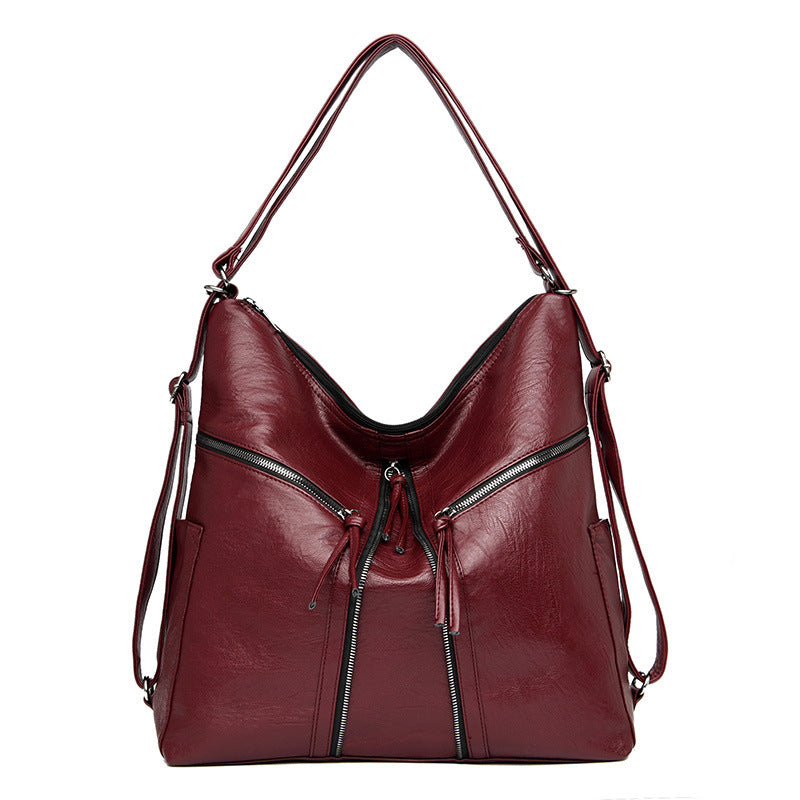 Soft Leather Versatile Leisure Shoulder Bag Multifunctional Backpack - LODIMAE FASHION 
