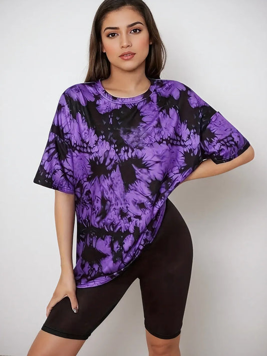 Tie-Dye Round Neck Short Sleeve T-Shirt - LODIMAE FASHION 