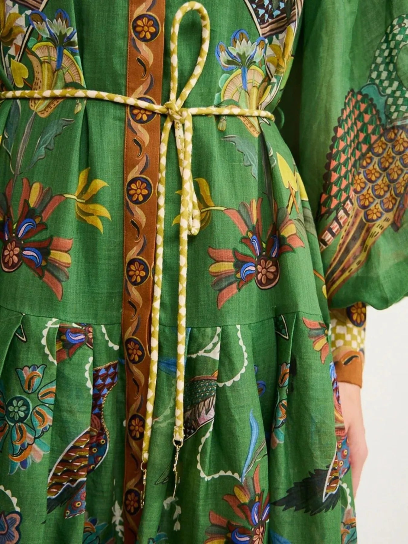 Printed Lantern Sleeve Maxi Shirt Dress - LODIMAE FASHION 