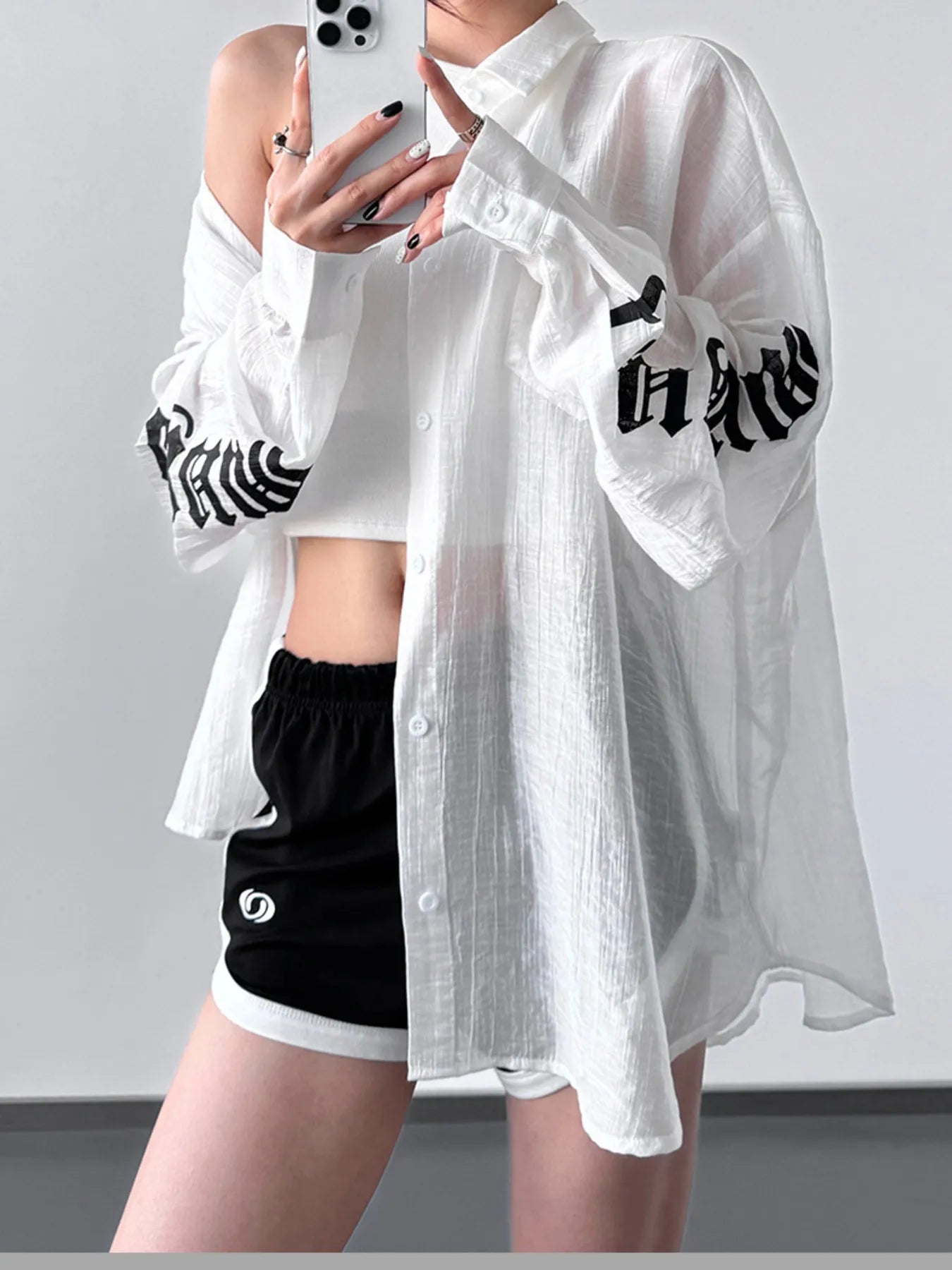 Button-Up Long Sleeve Oversized Shirt - LODIMAE FASHION 