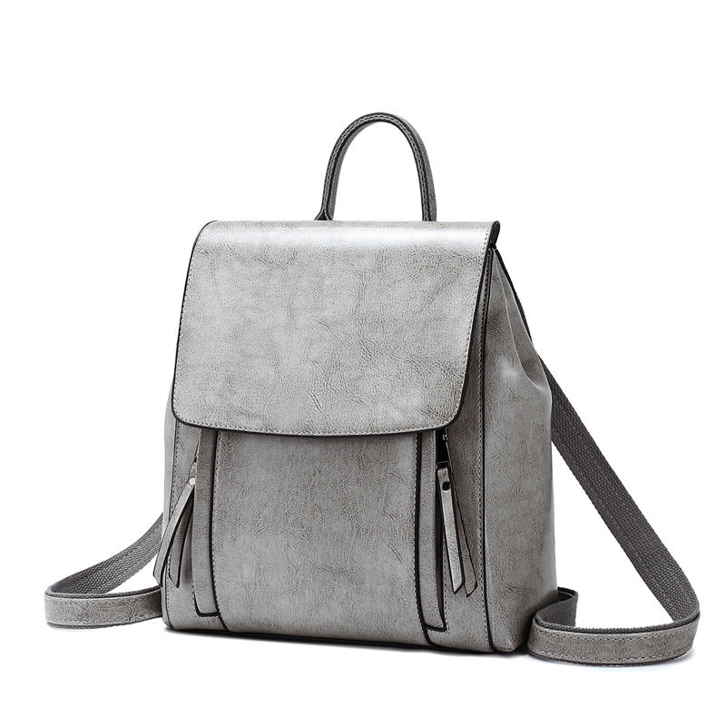Genuine Leather Handbags Fashion Oil Wax Cowhide Backpack Ladies School Bag - LODIMAE FASHION 
