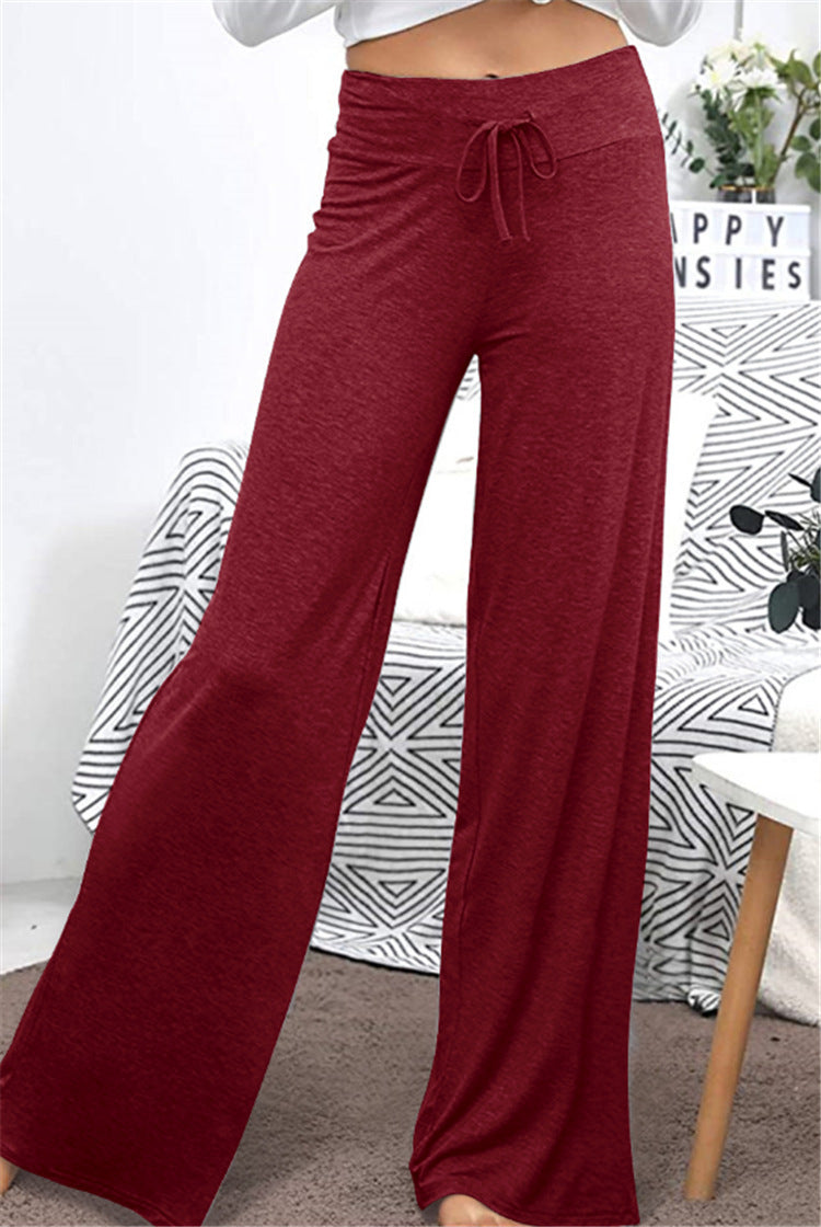 Wide Leg High Waist Elastic Band Casual Pants - LODIMAE FASHION 