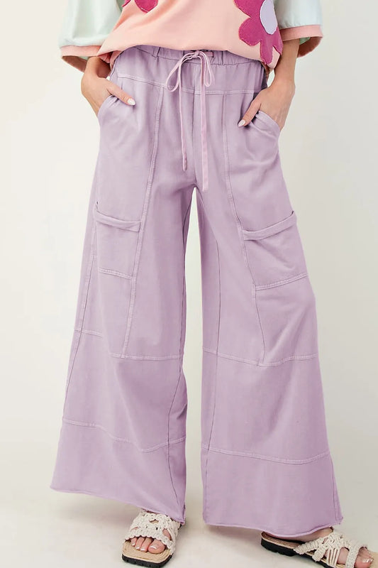 Wide-Leg Cargo Pants with Drawstring Waist - LODIMAE FASHION 