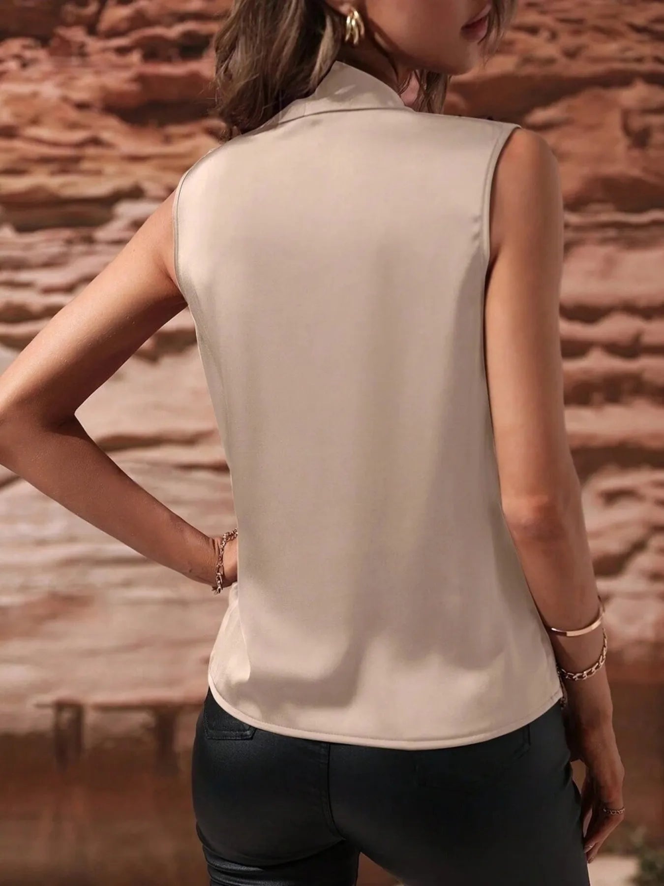 Sleeveless Wrap Draped  Blouse - LODIMAE FASHION 
