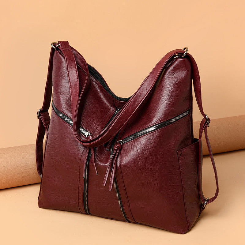 Soft Leather Versatile Leisure Shoulder Bag Multifunctional Backpack - LODIMAE FASHION 