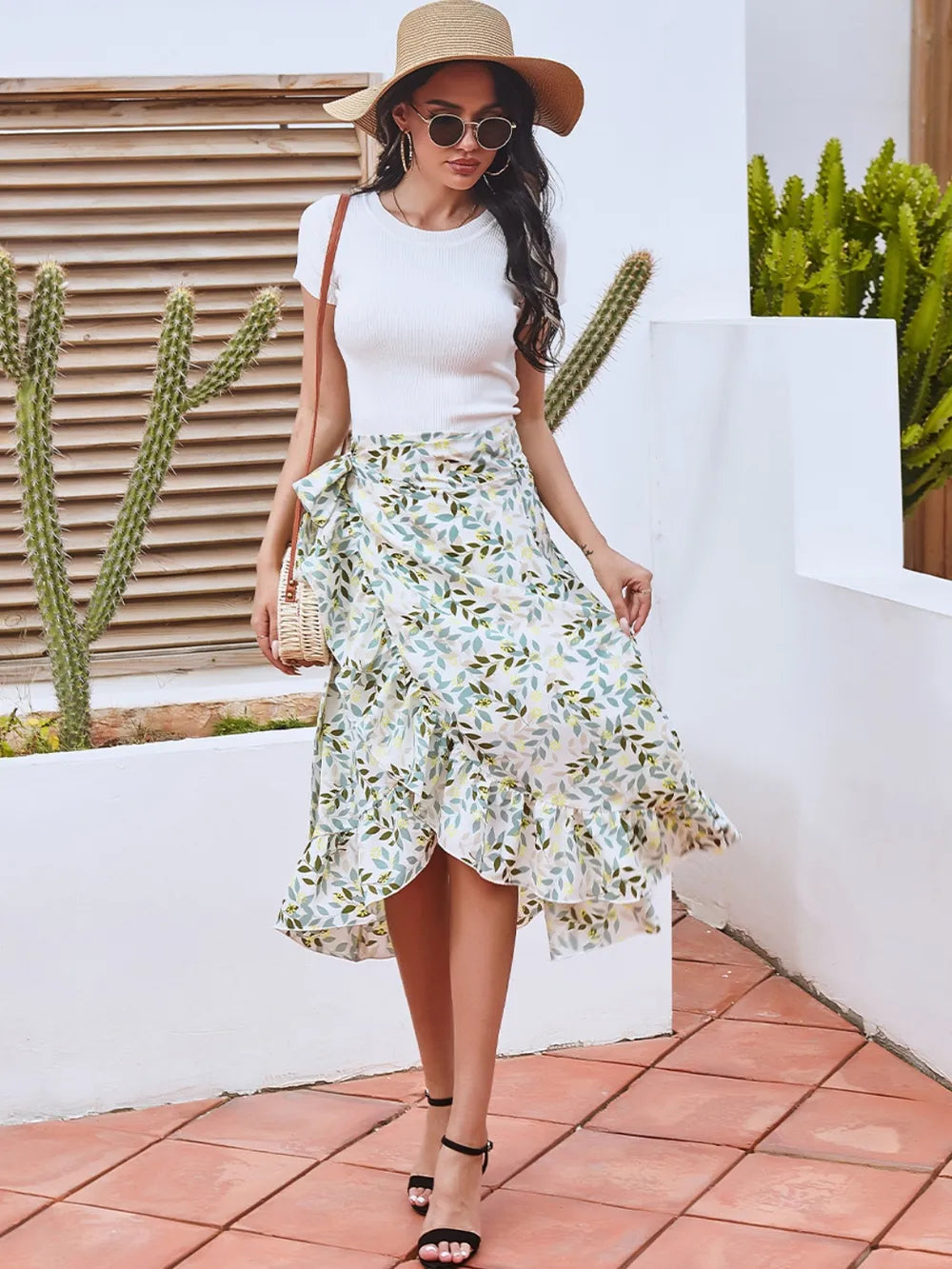 Printed Ruffled Midi Skirt - LODIMAE FASHION 