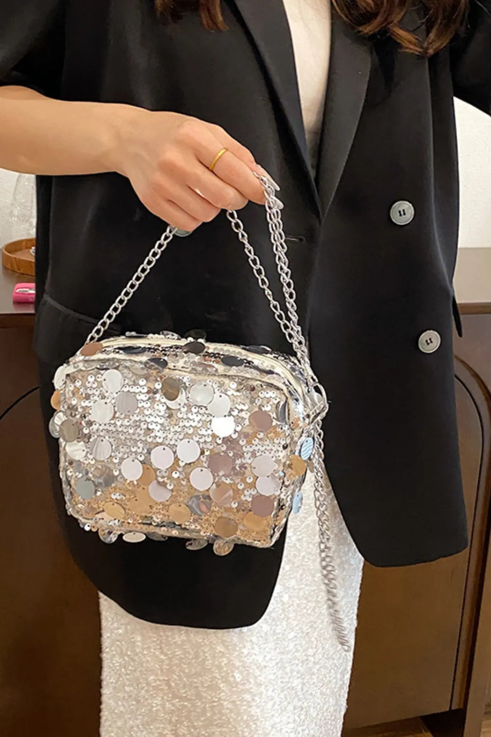 Sequin Chain Shoulder Bag - LODIMAE FASHION 