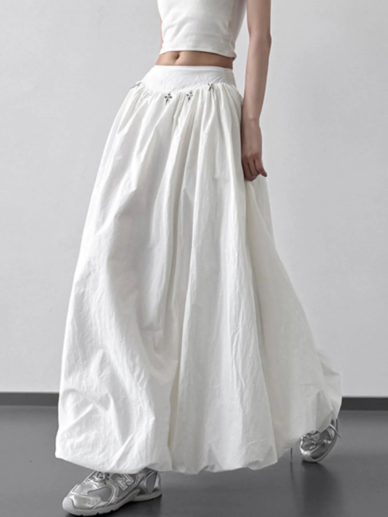 Elastic Waistband Bubble Maxi Skirt - LODIMAE FASHION 