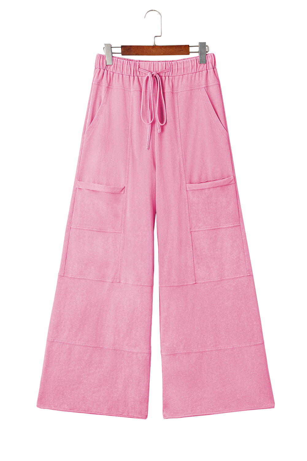 Black Mineral Wash Exposed Seam Wide Leg Cargo Pants - LODIMAE FASHION 
