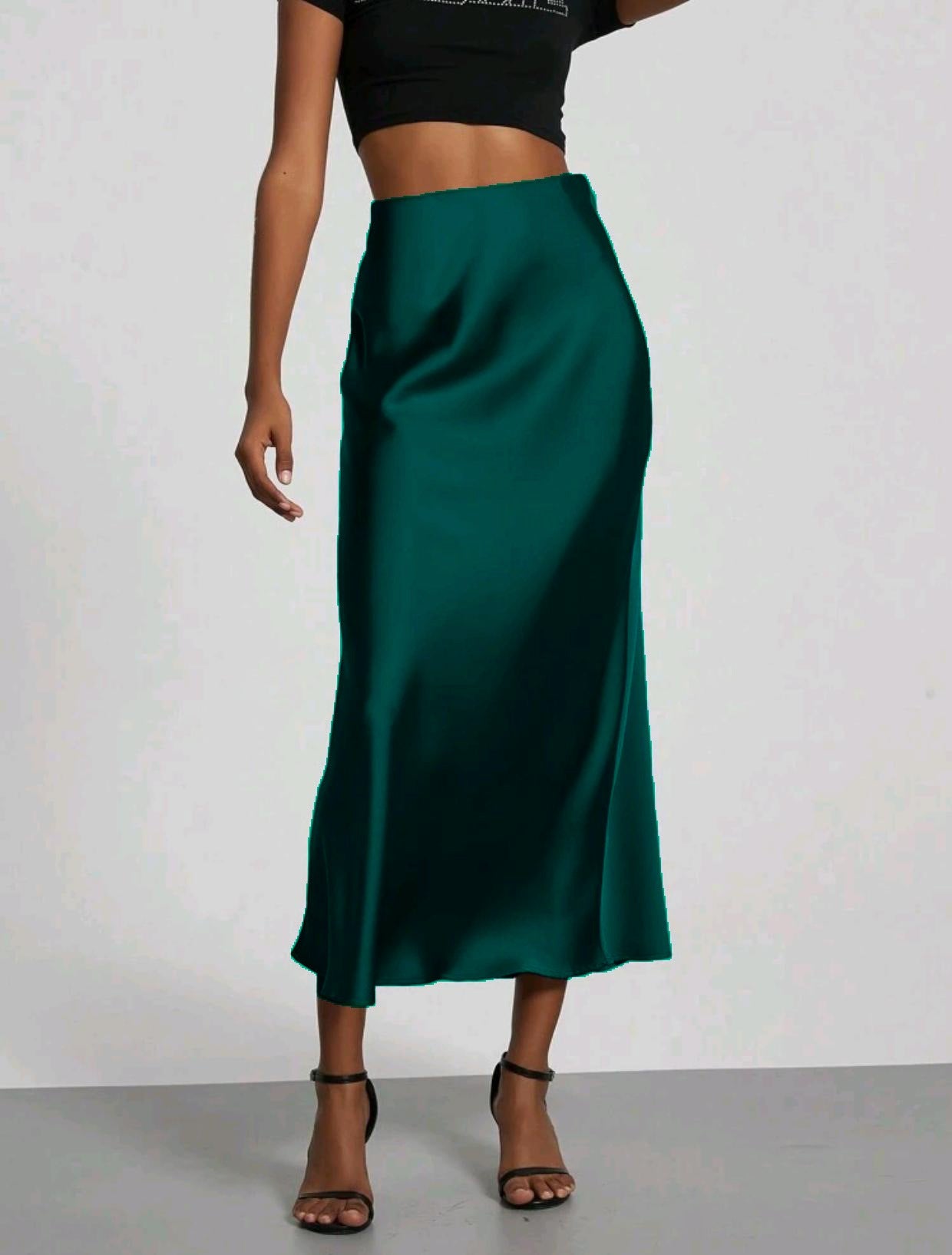 Women's Slim Fit Satin Skirt Fashion Chic Solid Long Skirt - LODIMAE FASHION 