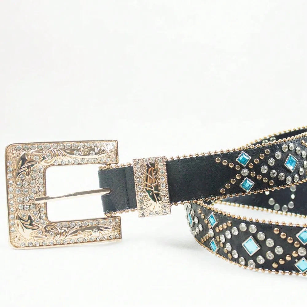 Rhinestone PU Leather Belt - LODIMAE FASHION 
