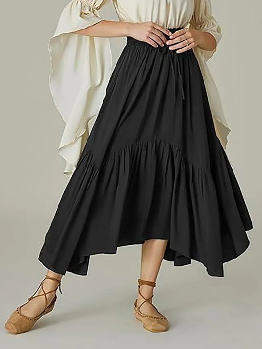 Smocked Waist Band Ruched Layered Skirt - LODIMAE FASHION 