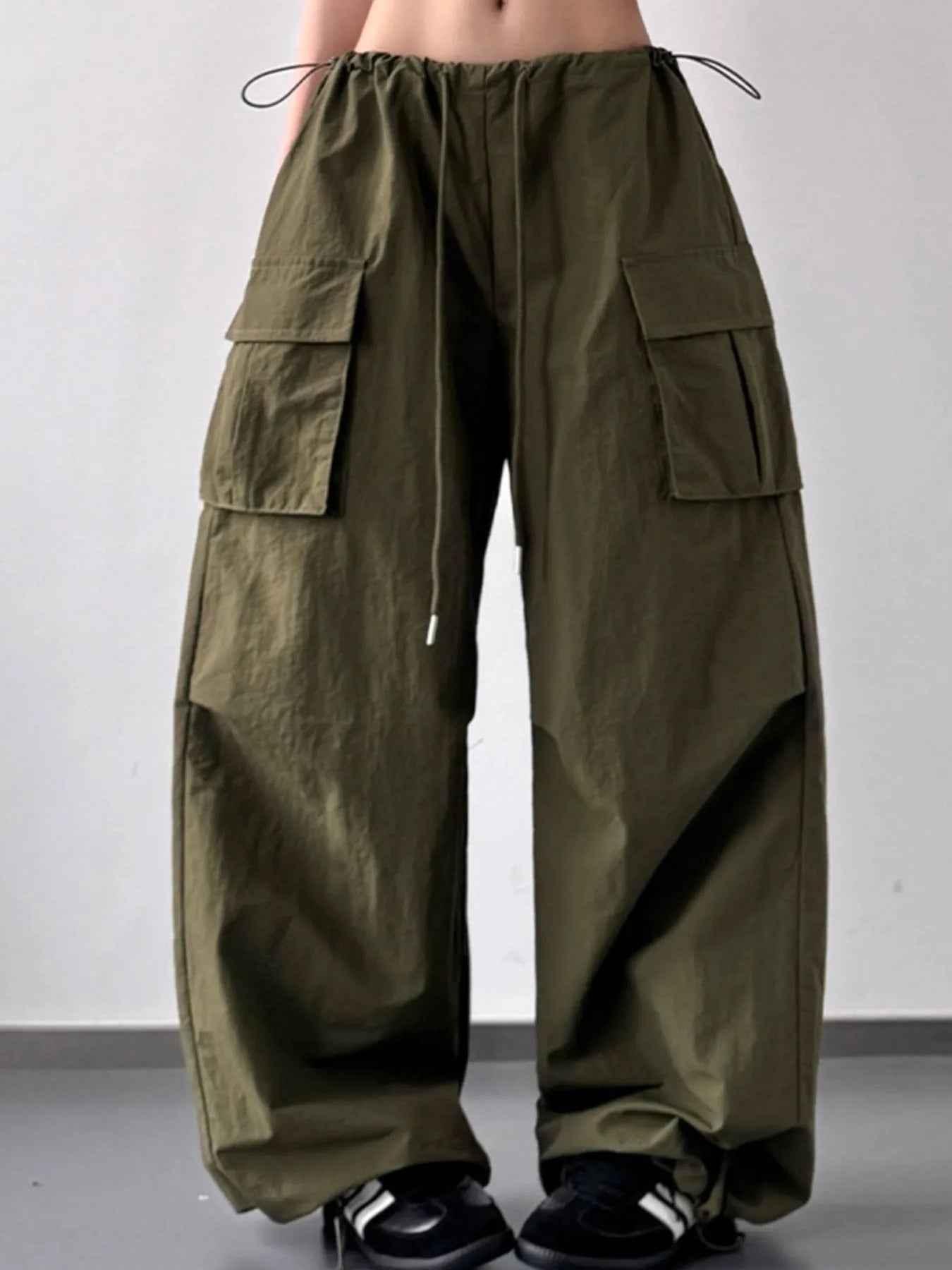 Drawstring Wide Leg Cargo Pants - LODIMAE FASHION 