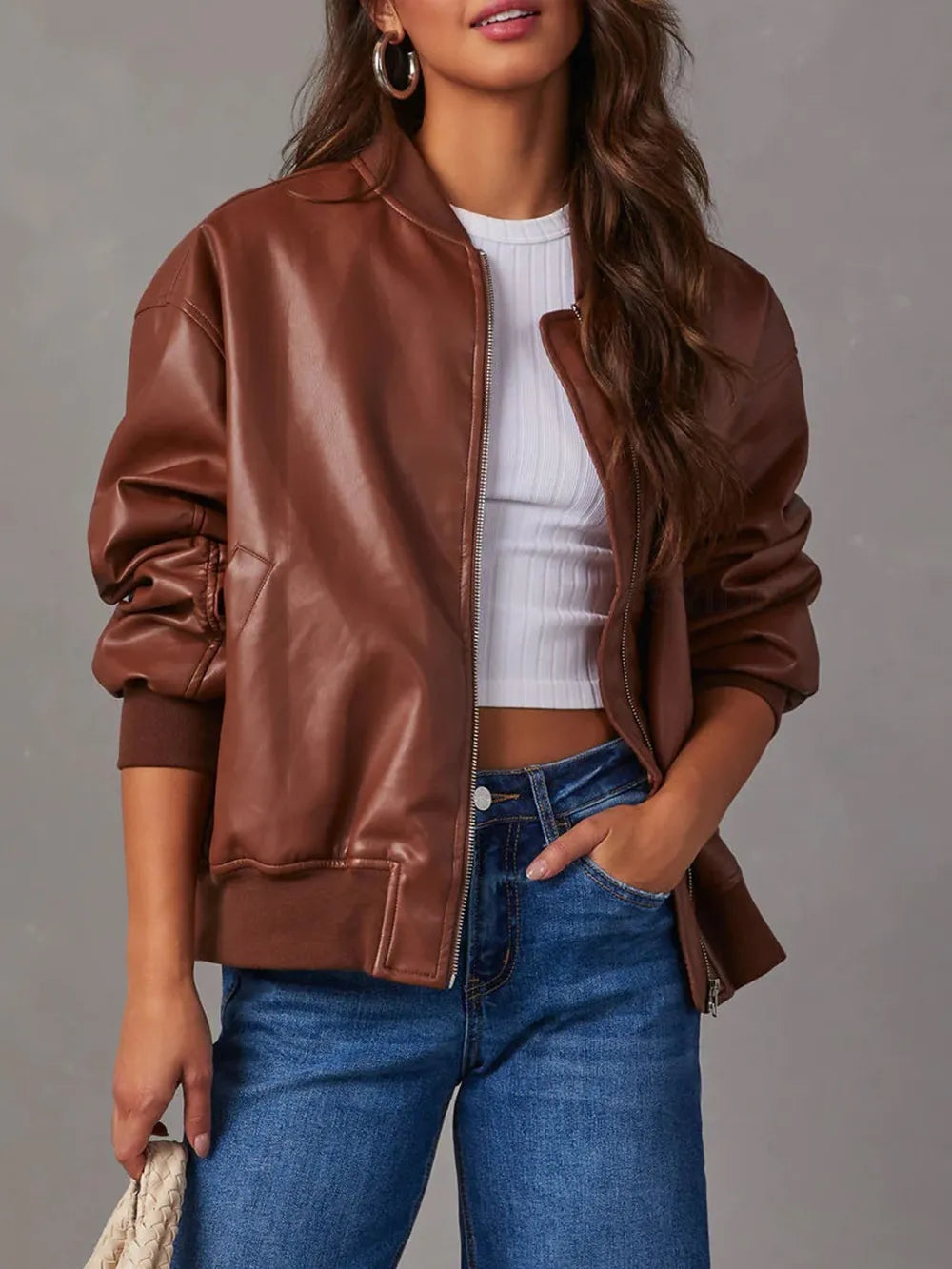 Zip Up Long Sleeve Jacket - LODIMAE FASHION 