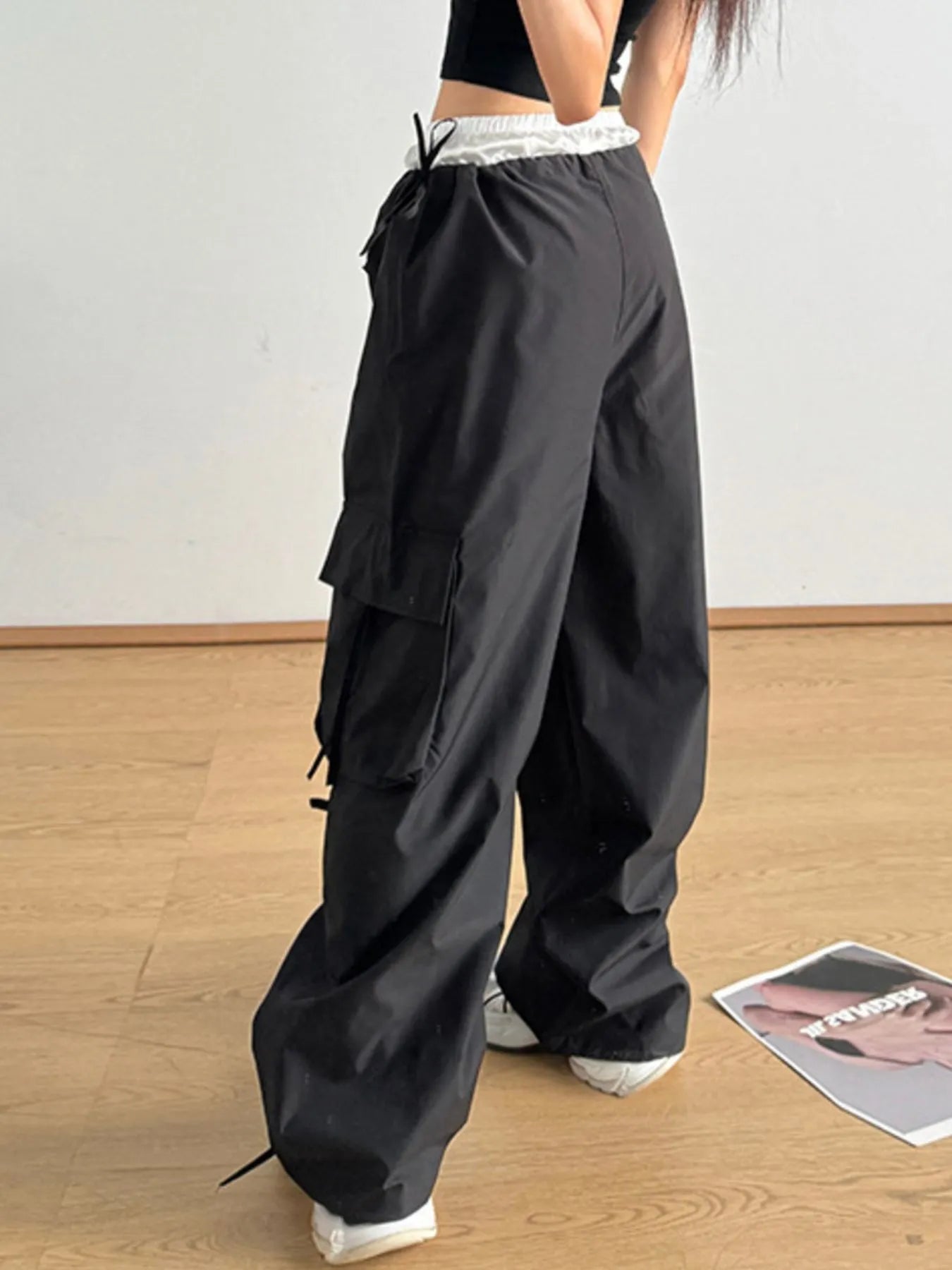Bow Elastic Waist Cargo Pants - LODIMAE FASHION 
