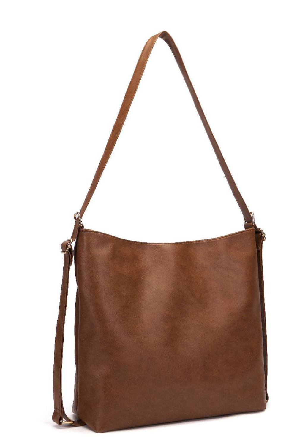 Women's Large Caramel PU Leather Laptop Tote Bag with Zipper - LODIMAE FASHION 