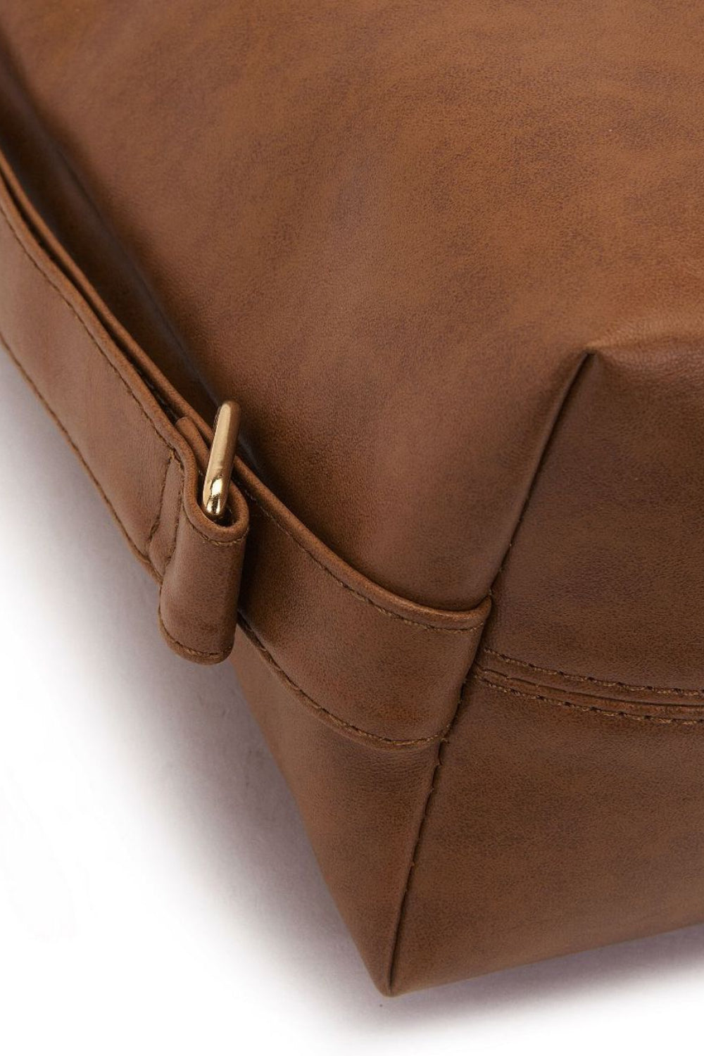 Women's Large Caramel PU Leather Laptop Tote Bag with Zipper - LODIMAE FASHION 